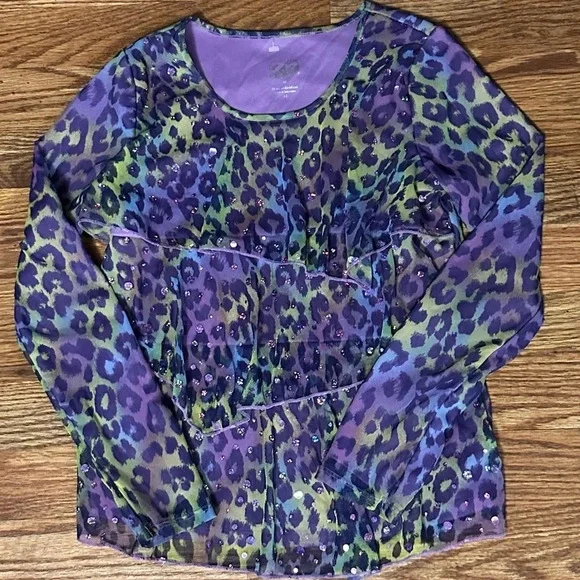Justice ruffle long sleeve top for girls, size 12 - Picture 2 of 4